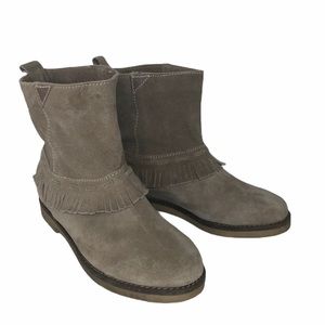 Coolway tan suede fringe boots